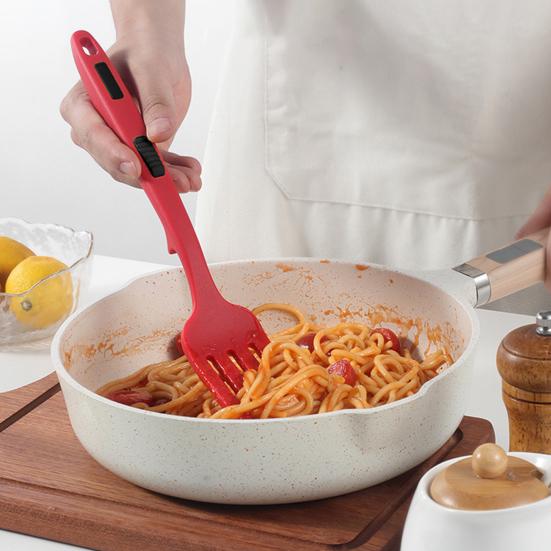 Salad Fork Flexible Food Grade Anti-scalding Silicone Dessert Pasta Fruit Whisking Fork Cooking Utensil for Daily Use