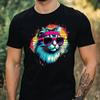 T-Shirt Herren Aquarell Coole Katze Motiv Baumwolle Größe XS bis 5XL