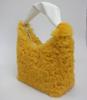 Fosrion Genuine Rabbit Fur Mini Handbag – Curly Karakul Design Women's Fur Bag, Available In 5 Colors (Mustard)