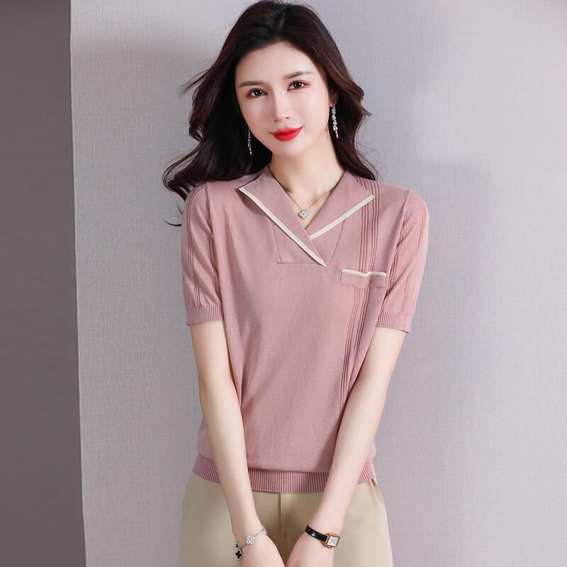 Mothers' Summer Loose Ice Silk Short Sleeve T-Shirt