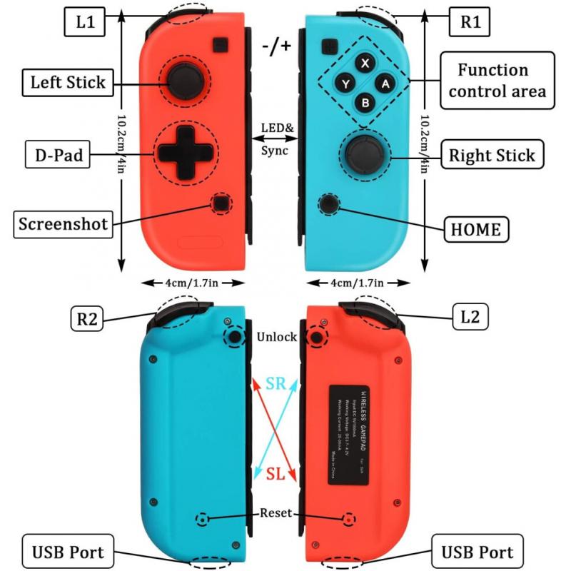 TechKen Switch Joycon Controller for Nintendo Switch Console, Wireless L/R Remote Gamepad Joystick Dual Shock Replacement for Joy Con(Neon R