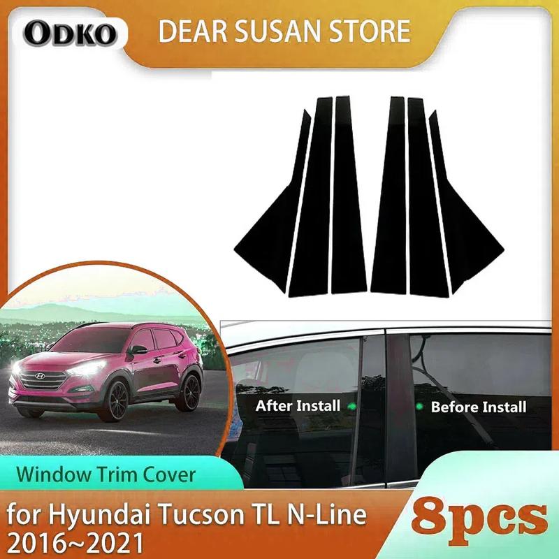 Fit For Hyundai Tucson (TL) 2016 2017 2018    Glossy Black Pillar Post Window Door Cover Trim Decoration Stickers
