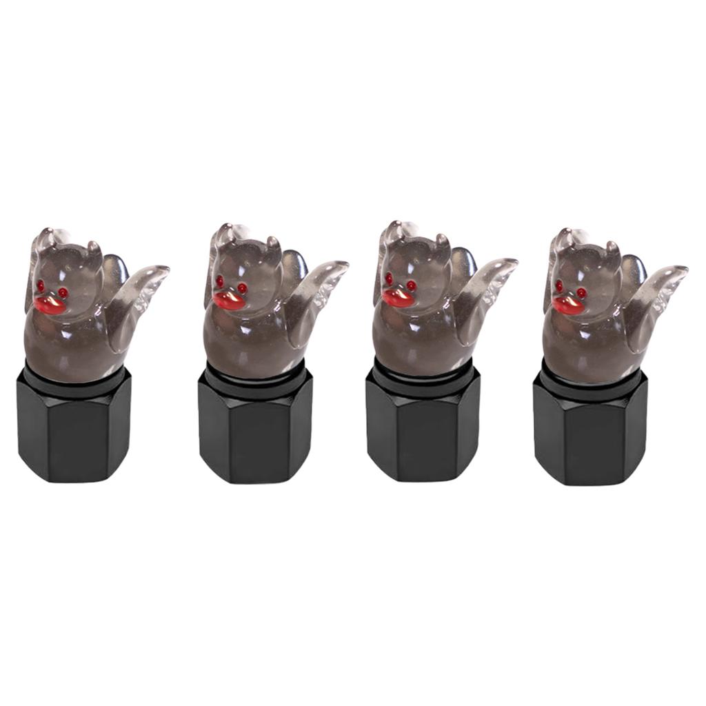 4Pcs Cute Duck Glow In The Dark Tire Valve Caps Auto Tire Valve Stem Caps Tire Air Valve Caps for Cars Motorcycles and Bicycles