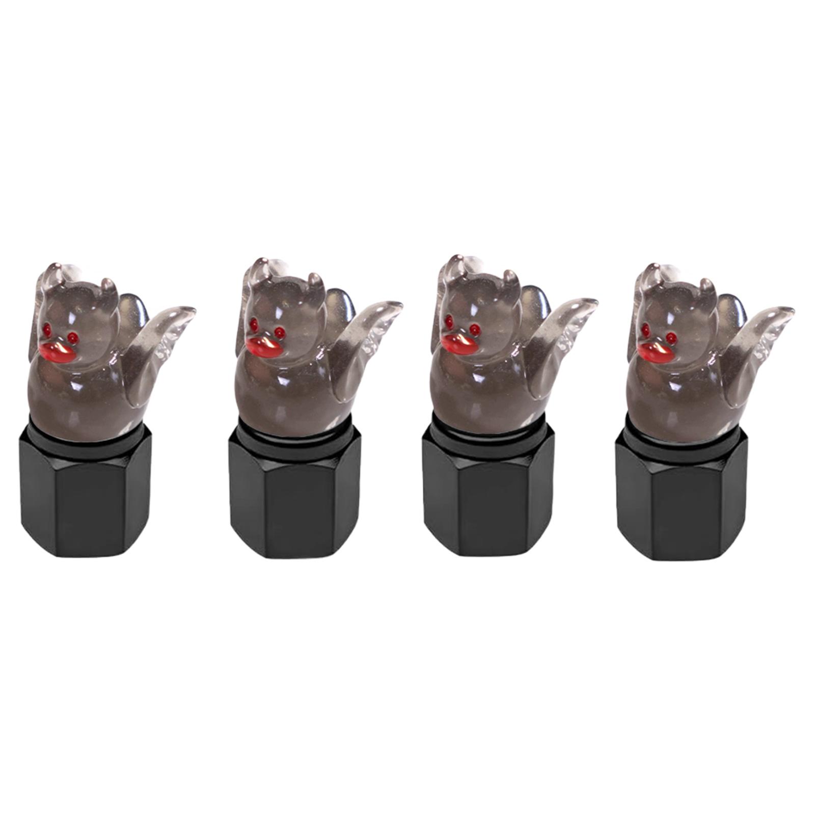 

4Pcs Cute Duck Glow in The Dark Tire Valve Caps Auto Tire Valve Stem Caps Tire Air Valve Caps for Cars Motorcycles and Bicycles чёрный