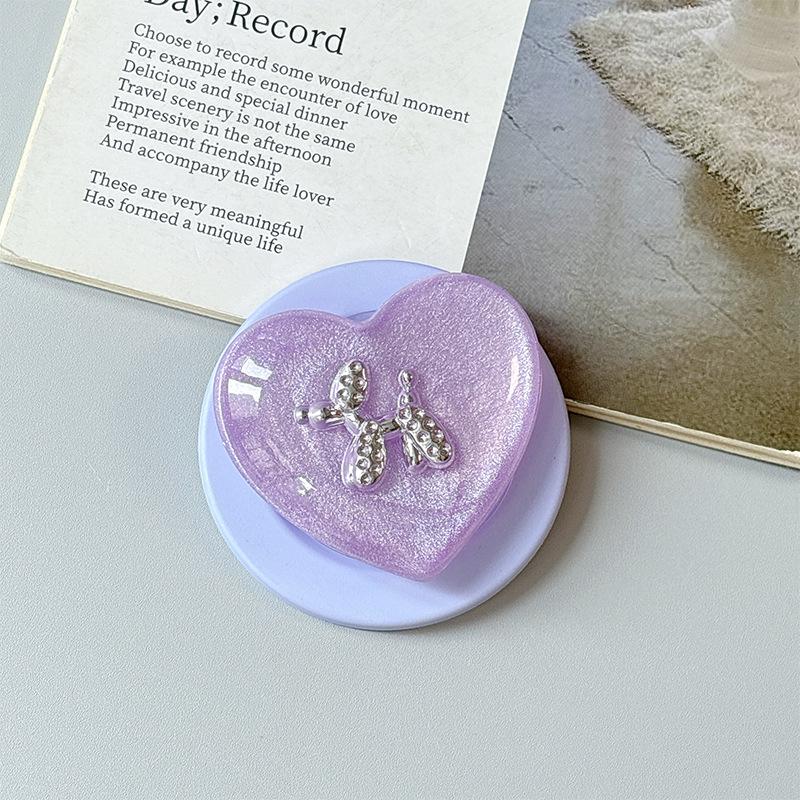 Rhinestone Puppy Solid Color Love Glitter Mobile Phone Airbag Holder Wind Magnetic Paste Ring