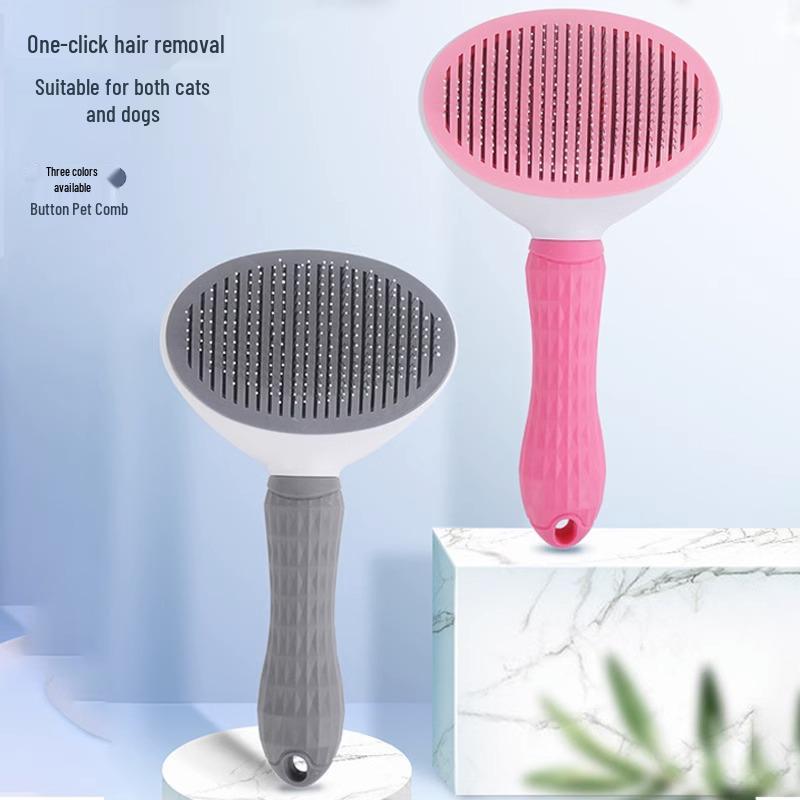 Pet De-shedding Comb for Cats & Dogs with One-Click Fur Release.