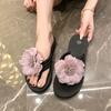 2025 summer thick-soled outer wear versatile muffin bottom flip-flops comfortable non-slip fashion pinch foot beach shoes flip-flops