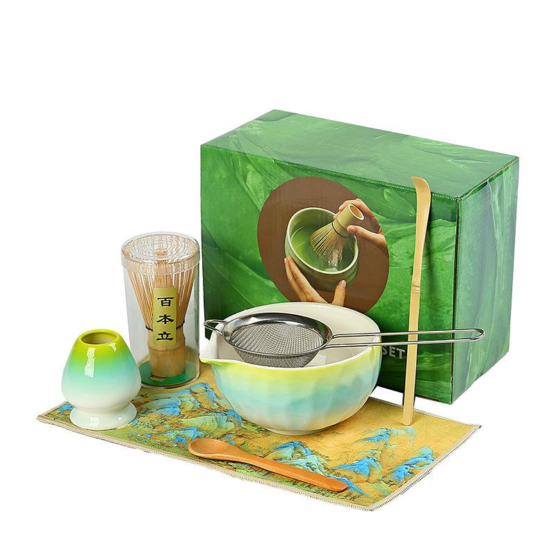 Matcha Whisk Set for Beginners Elegant Bamboo Wood Japanese Matcha Tea Making Kit with Whisk Holder Scoop Sifter