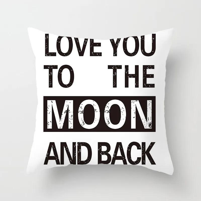 Gray White Black Letter Home Decoration Pillowcase Square  Party Sofa  Office  Cushion Cover