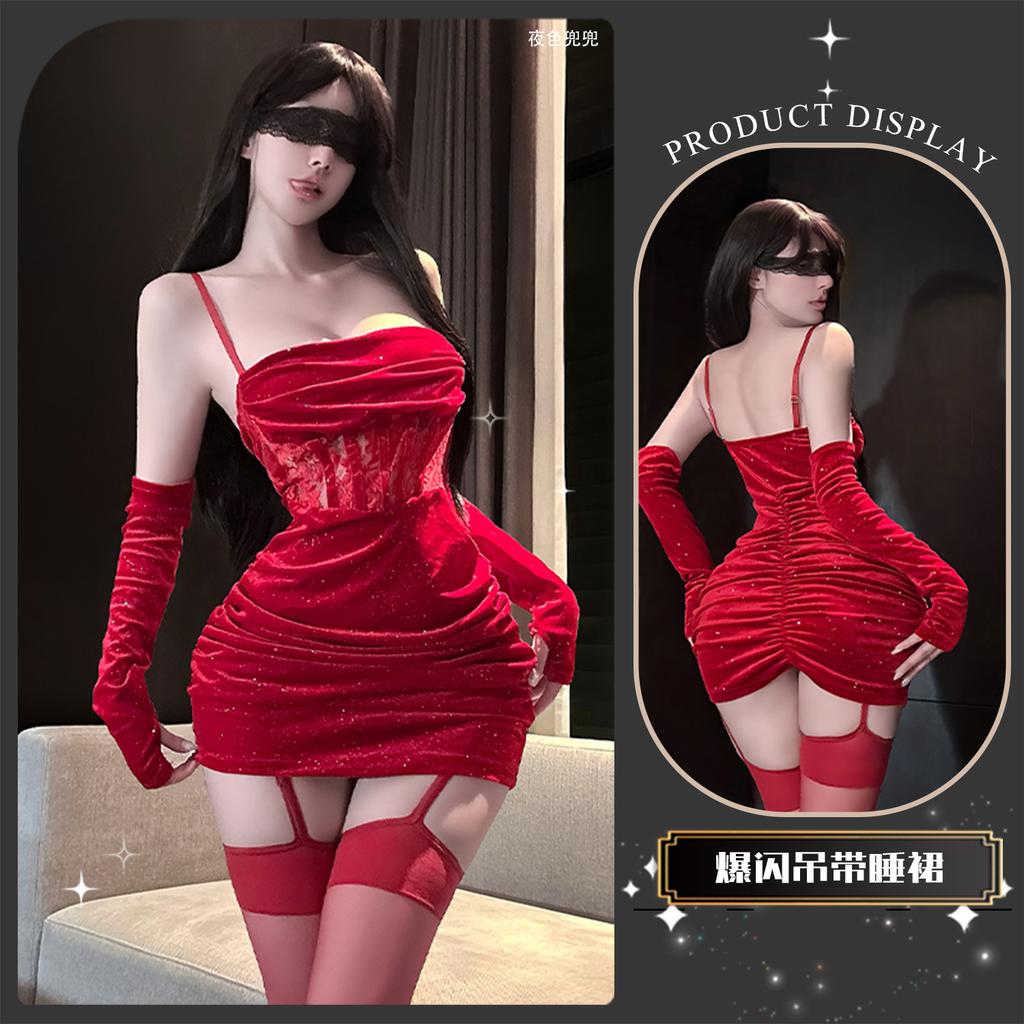 Sexy lingerie sexy welcome lace mesh burst flash sweet and greasy banquet girl hip skirt backless