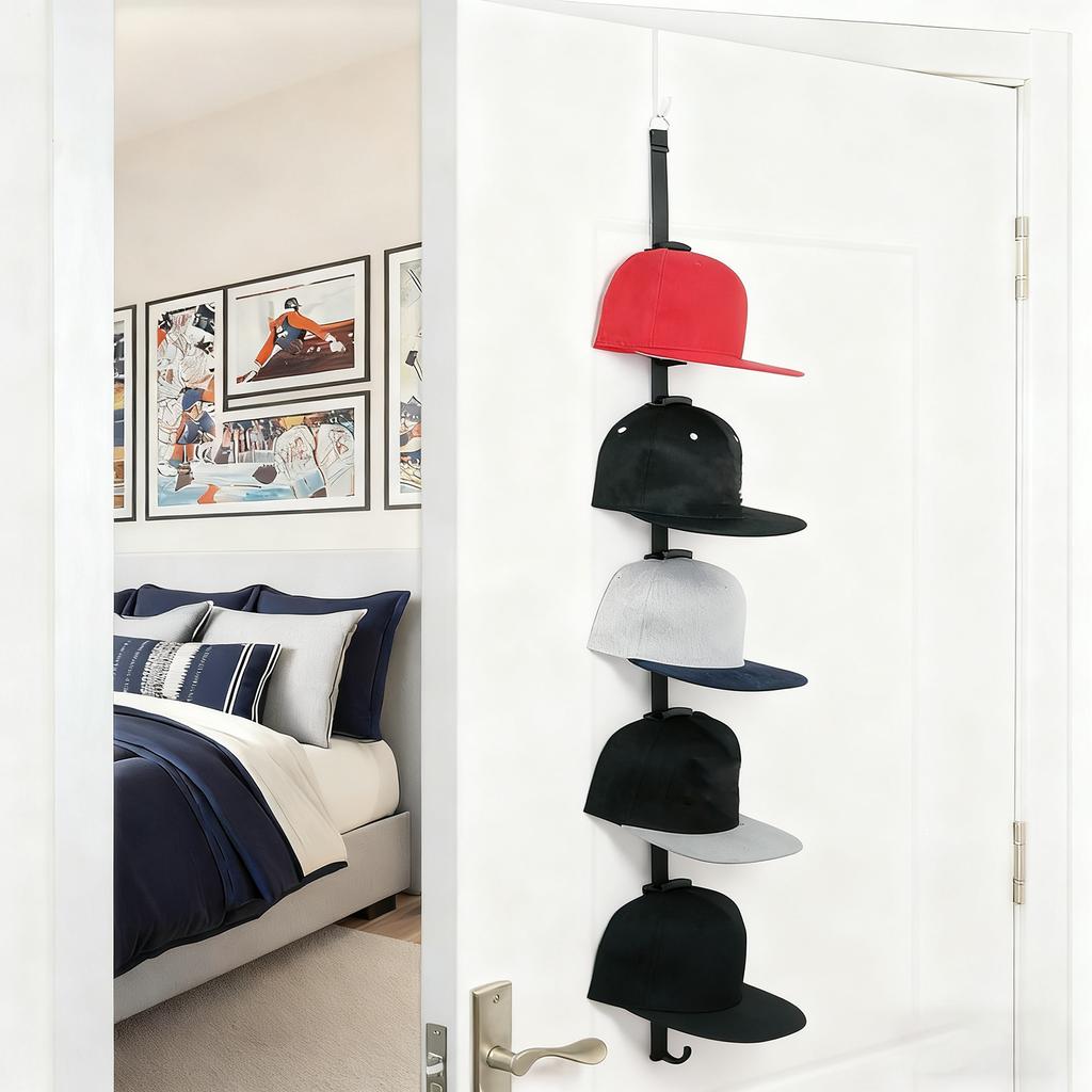 Hat Rack For Door - Two-Way Hanging Caps With Display Hooks And Hanger,