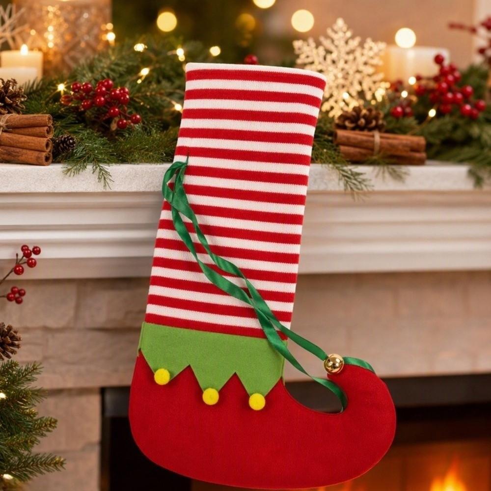 Stripe Christmas Stocking Gift Bag Pendant Xmas Tree Hanging Socks Christmas Elf Stocking Mall