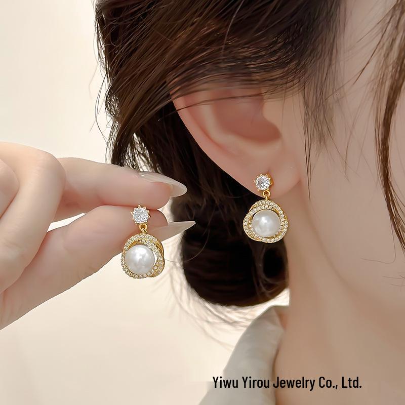 2025 Luxurious Diamond & Pearl Wrap Earrings: High-End, Versatile Fashion for Women