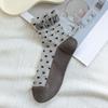 Women's Mesh Sheer Socks Heart Print Ruffle Ankle Socks Summer Ultra Thin