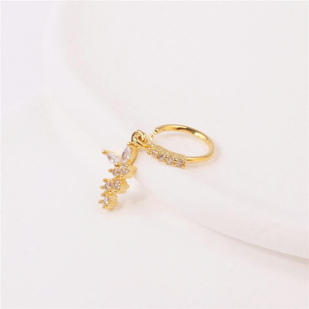Gold Plated Pendant Nose Ring Hoop for Women Crystal Nose Hoop Protection Jewelry Nose Piercing Cartilage Earring Piercing