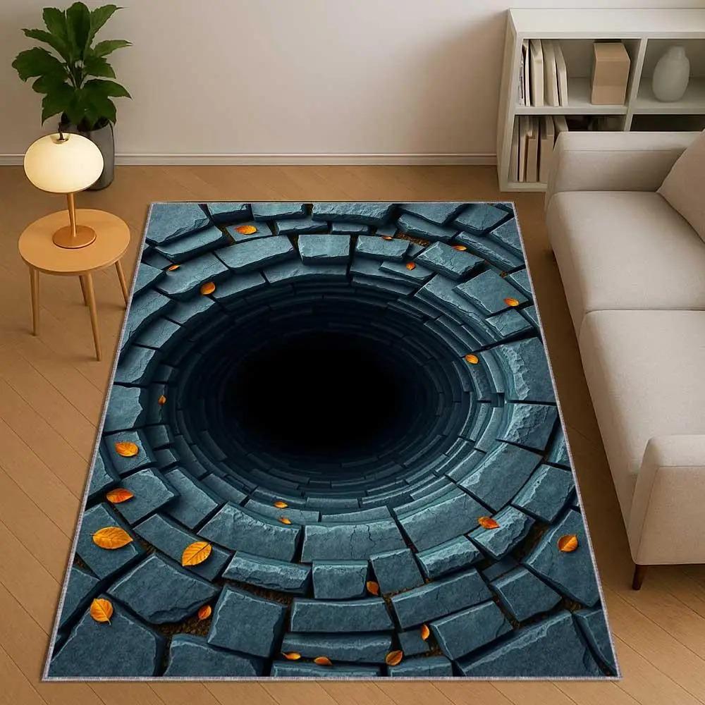 

Zerbino per ingresso 3D con texture in mattoni di pietra blu, foglie gialle, decorazione per ingresso domestico 40x60cm