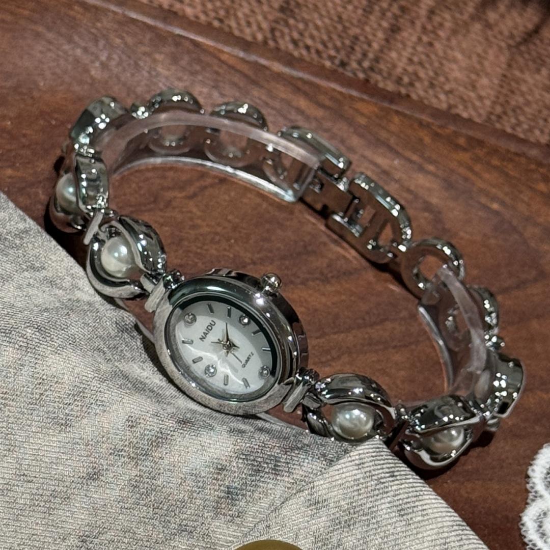 

Luxury Ladies Watches Gold Silver Small Oval Dial Pearl Bracelet Clock For Women Lady Dress Quartz Wristwatch relogio feminino серебряный