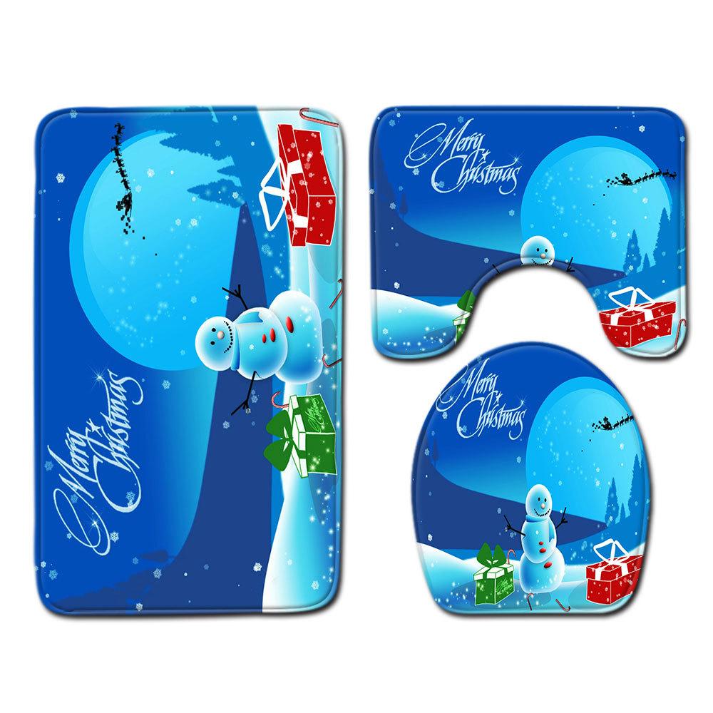 

Рождественский коврик для ванной, туалетный трехпредметный набор 45cmx75cm