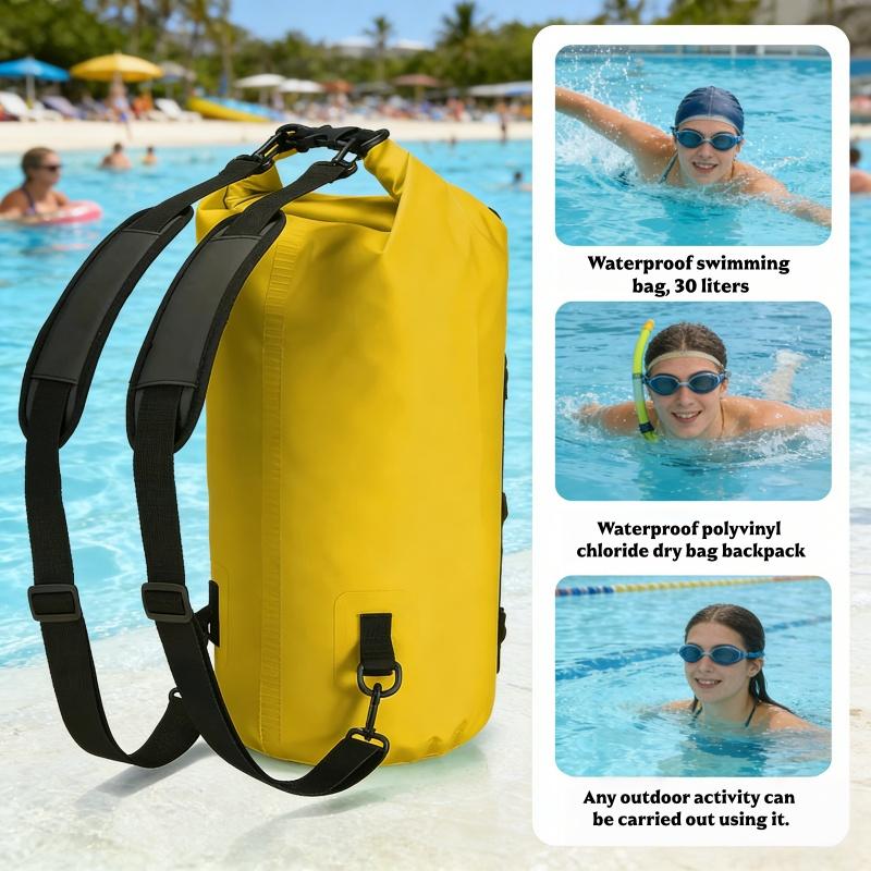 Waterproof PVC Dry Bag Backpack 30L for Kayaking Surfing Rafting Boating Trekking Drifting Swimming Outdoor Water Sports