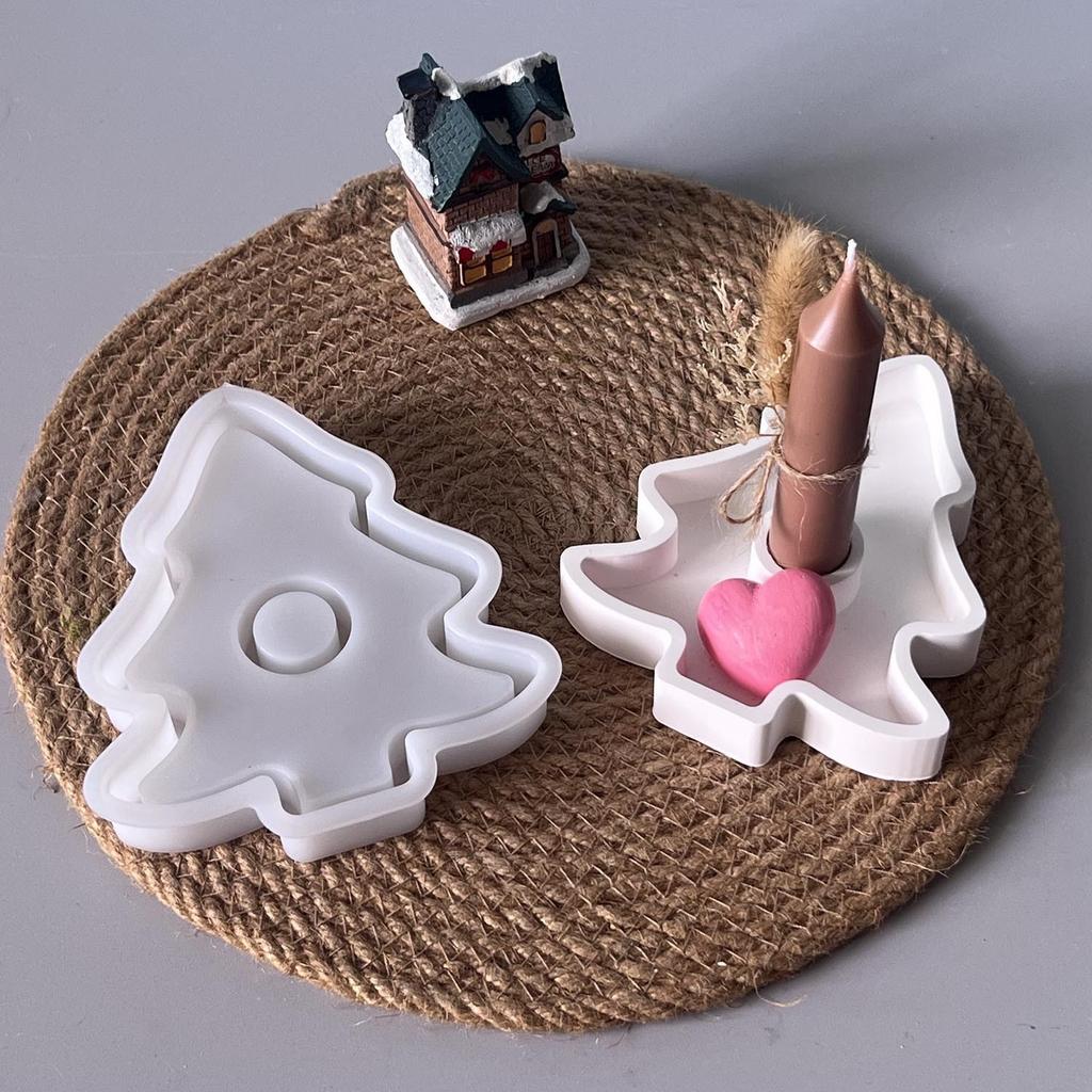 Christmas Candle Mold Silicone Silicone Candle Holder Mold Tree Shaped Candle Holder Mold Lightweight For Dining Table Home