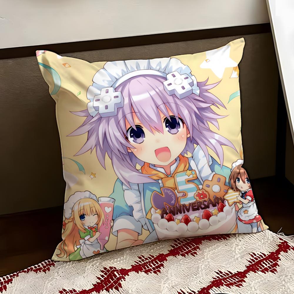Hyperdimension Neptunia Cute Cushion Cover Reversible Soft Durable Pillow Cover Home Car MultiScene Use for Daily Comfort