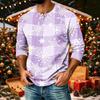 Men's Casual Shirt with Raglan Three-Quarter Length Sleeves Christmas Print Pullover
