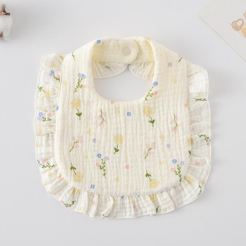 Ruffle Baby Drool Bibs: Pure Cotton Printed Lace Bibs
