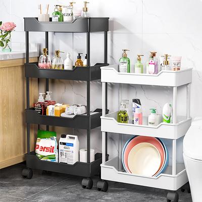 For Multi-Layer Trolley Rack Kitchen Floor Bedroom Organizer Cart Wheeled Bathroom Storage Rack Shelves Kitchen