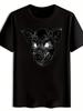 Black T-shirt with White Pig Mask Graphic - Casual Crew Neck