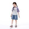 Xiaoyinman Girls' Summer Color-block Cartoon Print T-Shirt