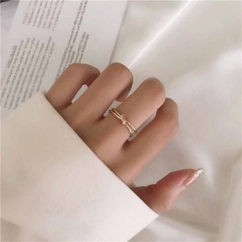 Classic Twist Chain Open Rings For Women Zircon Stainless Steel Geometric Twist Wrapped Couple Ring Wedding Aesthetic