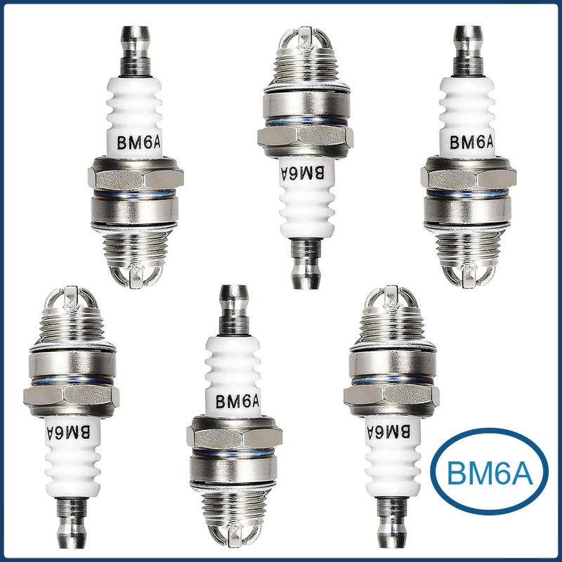 6PCS BM6A Spark Plug Glow Plug Standard for 2-stroke Logging Saw Chainsaw Lawn Strimmer Garden Power Tool Accessories