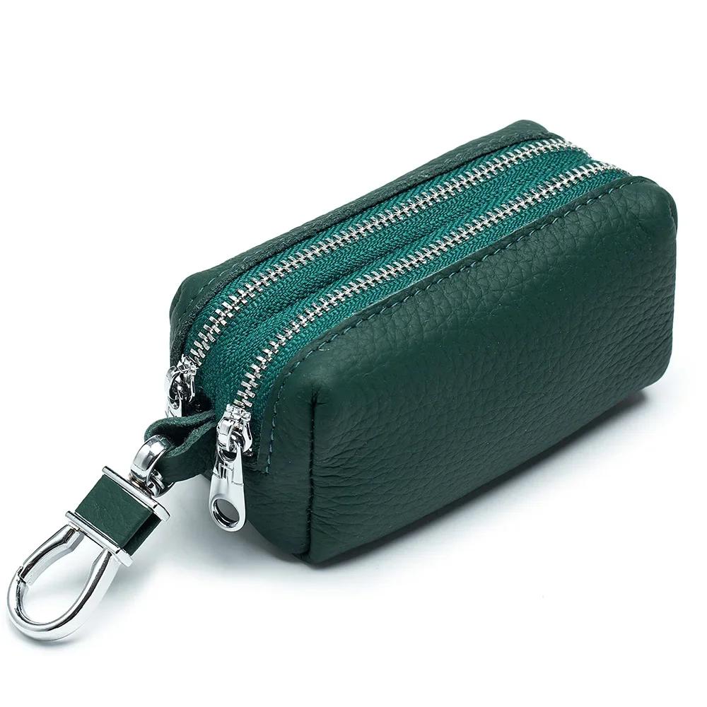 Genuine Leather Key Bag Case Large Capacity Double Layer Multi-function Fashion Card Bag Wallet Keychain Key Wallets Coin Purse