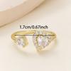 Luxury Cubic Zirconia Heart Shaped Opening Adjustable Rings for Women Personality Love Charms Ring Wedding Jewelry Accessories .