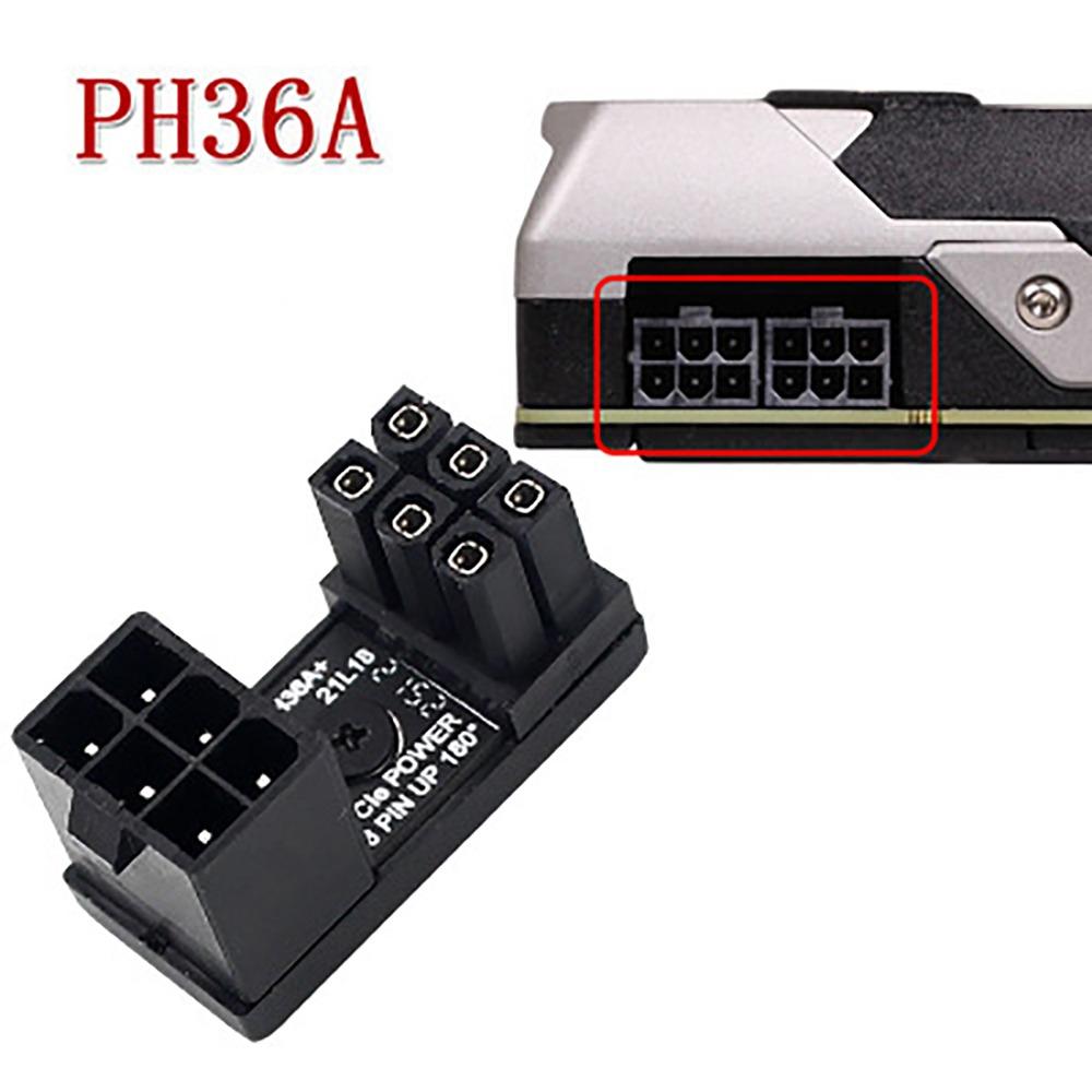 Graphics Card Power Supply Adapter Elbow 180°, GPU PSU Steering Connector PCI-E 6Pin 8Pin Rotating Wiring Artifact Solution