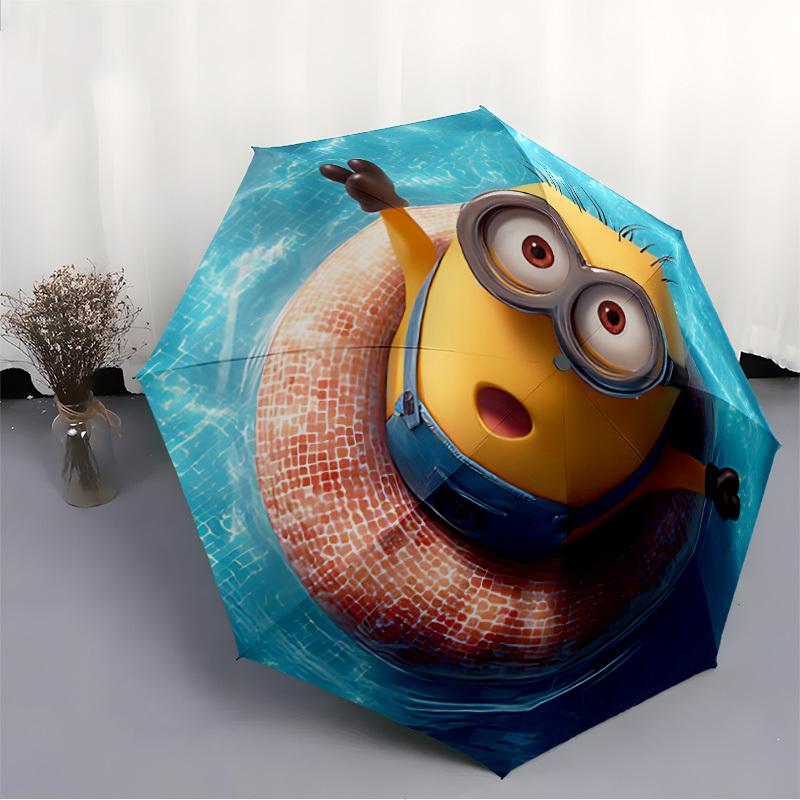 Minions Automatic Open/close Umbrella, Heavy-Duty Iron Frame, Folding Portable Design, Travel, Everyday Use 196