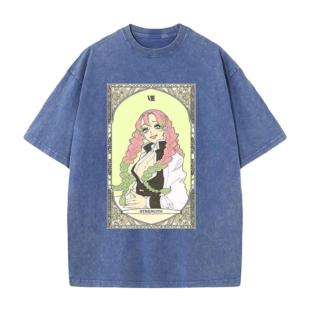 

Kanroji Mitsuri Demon Slayer Anime Clothing Men Women Short Sleeve T-shirts Vintage T Shirt Washed Cotton Tee Harajuku Tshirt S синий