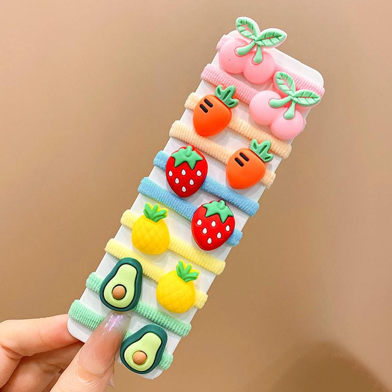 10Pcs Girls Cute Cartoon Rubber Bands High Elastic Hair Bands Children Headwear Hair Accessories Kids Headband Ornaments