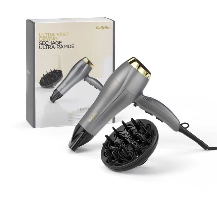 Sèche-cheveux - BABYLISS - 5513TE - 2300 W - Technologie Ionique - Titane Céramique - 3 Températures