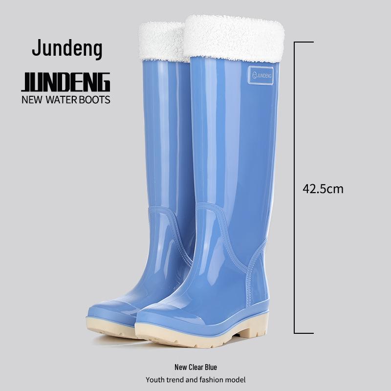 Женские 42 см Очень Высокие Нескользящие Утолщенные Водонепроницаемые Резиновые Сапоги для Путешествий, Уборки Столовой и Модной Носки