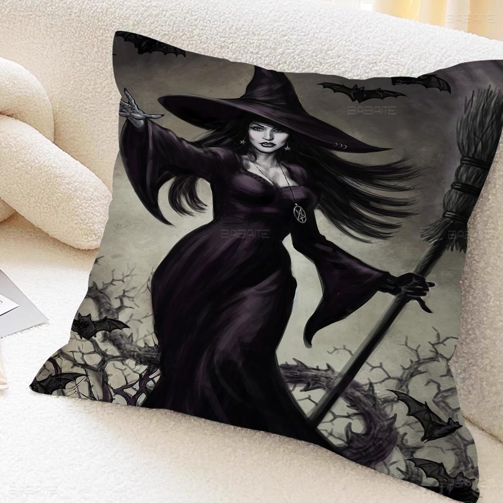 Retro Halloween Witch Pillow Gift Home Office Decoration Pillow Bedroom Sofa Car Cushion CoverPillow Case