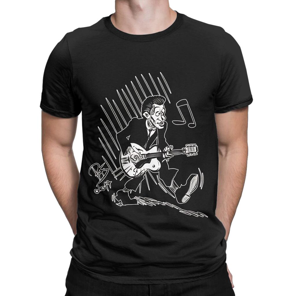 Chuck Berry caricature Funny Graphic 100 Cotton TShirt Chuck Berry Tees Tops For Unisex
