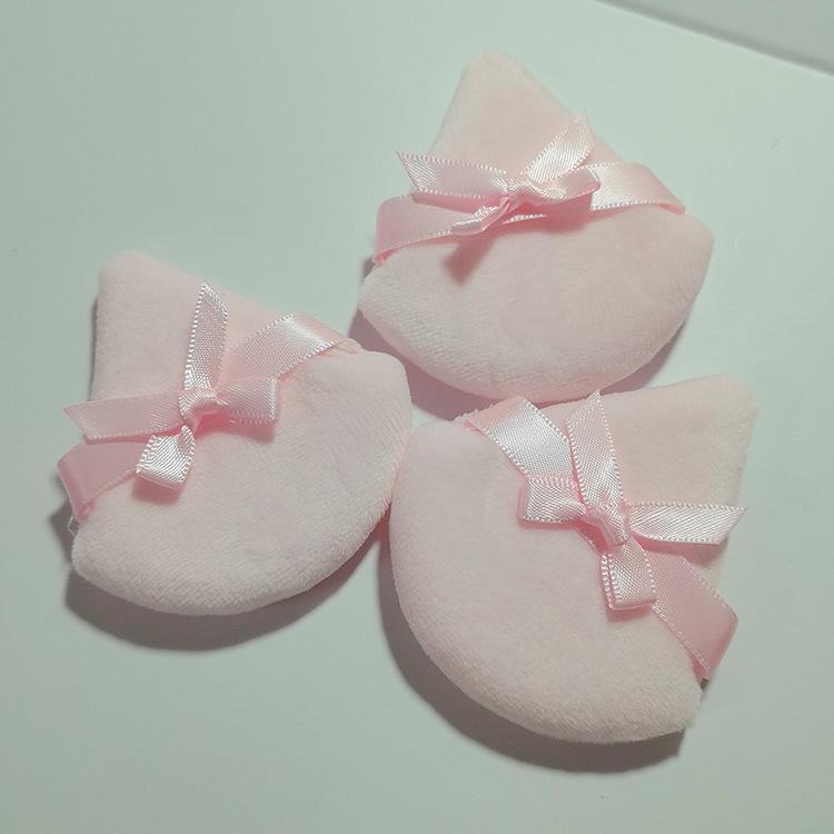 2Pcs/Set Bow Decoration Soft Face Powder Puff Triangle Makeup Puff Cosmetic Foundation Sponge Makeup Tool For Loose Powder Setting Puff