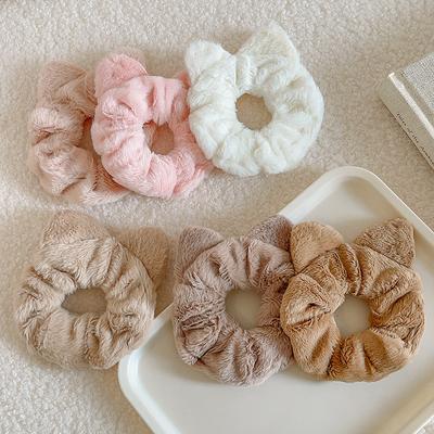 Cat Ears Plush Large Intestine Hair Band Autumn And Winter Cute Fluffy Fat Intestine Headrope Imitation Rabbit Fur Rubber Band Hair Accessories Women