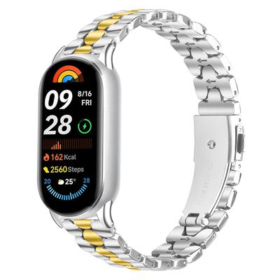 Metal Watch Band for Xiaomi Smart Band 10/9/8 Pearl-Shape Stainless Steel Electroplating Wrist Strap