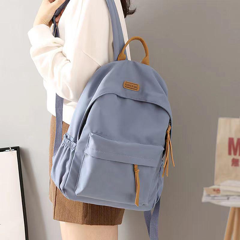 Denní Cestovní Školní Batohy Velké Kapacity Dámské Jednobarevné Ramenní Batůžky Nylonový Zip Nákupní Ruksaky