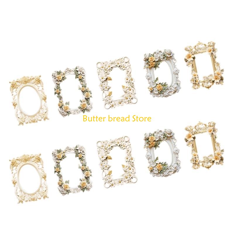 W89C 10Sheets Vintage Embossed Cutout Frame Collage Cards Scrapbooking Background Collage Paper for Journaling Paper Craft