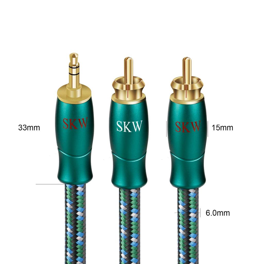 SKW Stereo Mini Plug to 2 RCA Converter Stereo Audio Cable Length 3.5mm (Red/White) / 1.5m
