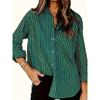 Elegante Camicia a Righe Bottonata da Donna - Blusa Casual a Manica Lunga con Collo, Poliestere Leggero, Lavabile in Lavatrice, Perfetta per l'Estate