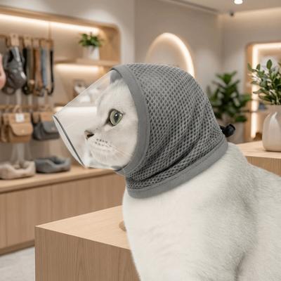 Anti Biting Anti-Licking Mask Adjustable Drawstring Transparent Vision Cat Mouth Cover Breathable Anti-Scratch Kitten Headgear